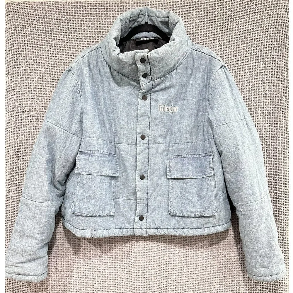 Civil Regime Light Blue/Gray Chambray Puffer Jacket - S